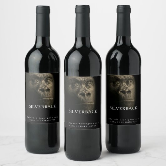 Mockup Gold Gorilla Silverback Custom Wine Labels Weinetikett (Flaschen)