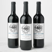 Mockup Happy Octopus Fun Custom Wine Labels Weinetikett (Flaschen)