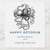 Mockup Happy Octopus Fun Custom Wine Labels Weinetikett (Einzelnes Label)