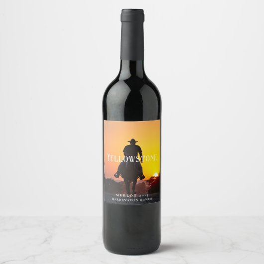 Mockup Old Western Cowboy Custom Wine Labels Weinetikett (Vorderseite)