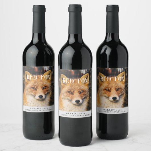 Mockup Red Fox Custom Wine Labels Weinetikett (Flaschen)