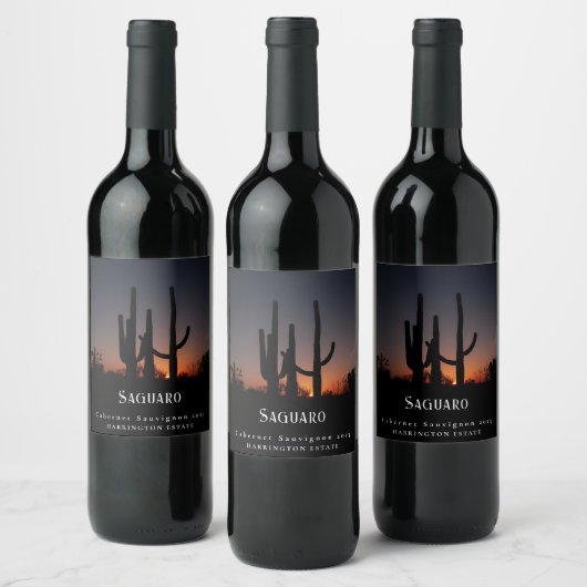 Mockup Saguaro Cactus Custom Wine Labels Weinetikett (Flaschen)