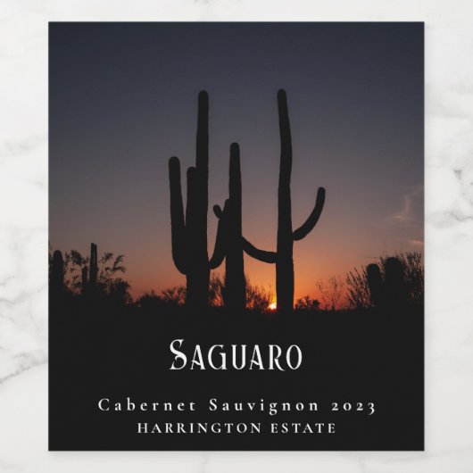 Mockup Saguaro Cactus Custom Wine Labels Weinetikett (Einzelnes Label)