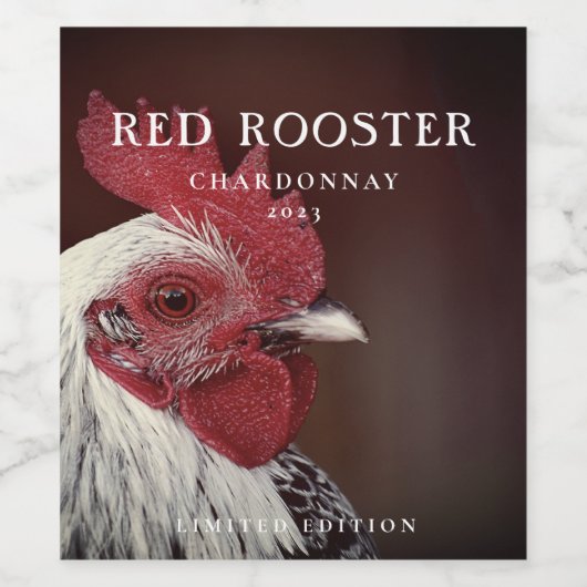 Mockup Simple Red Rooster Custom Wine Labels Weinetikett (Einzelnes Label)