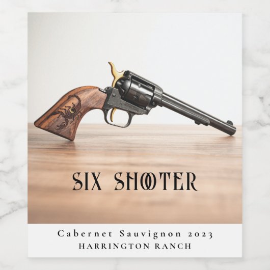 Mockup Six Shooter Custom Wine Labels Weinetikett (Einzelnes Label)