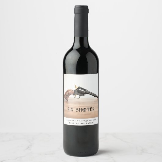 Mockup Six Shooter Custom Wine Labels Weinetikett (Vorderseite)