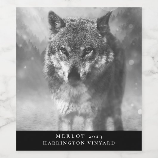 Mockup Wolf Custom Wine Labels Weinetikett (Einzelnes Label)