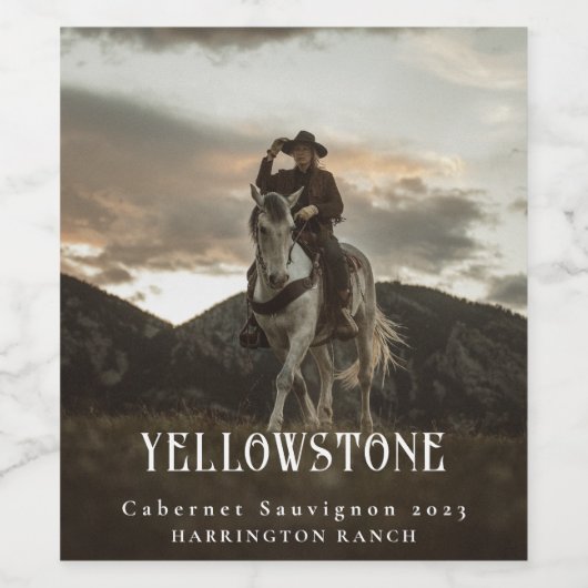 Mockup Yellowstone Western Custom Wine Labels Weinetikett (Einzelnes Label)