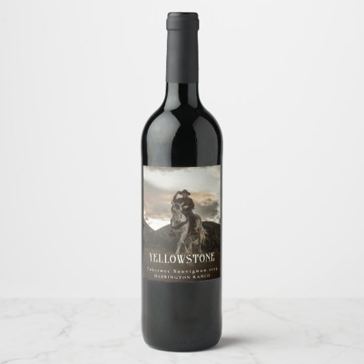 Mockup Yellowstone Western Custom Wine Labels Weinetikett (Vorderseite)