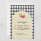 MoCountry Rustic Gray Gingham Baby Shower Dankeskarte (Vorderseite)