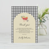 MoCountry Rustic Gray Gingham Baby Shower Dankeskarte (Stehend Vorderseite)