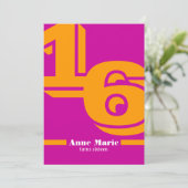 Mod 16 . Geburtstag Einladung (Stehend Vorderseite)