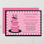 Mod 16 . Geburtstag - Einladung zur Geburtstagspar (Vorne/Hinten)