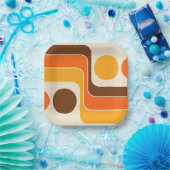 Mod 1970er Jahre Retro-Stil geometrisches Design Pappteller (Party)