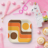 Mod 1970er Jahre Retro-Stil geometrisches Design Pappteller (Party)
