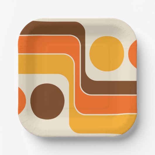 Mod 1970er Jahre Retro-Stil geometrisches Design Pappteller (Vorderseite)