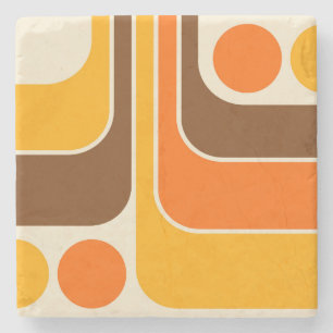 Mod 1970er Jahre Retro-Stil geometrisches Design Steinuntersetzer