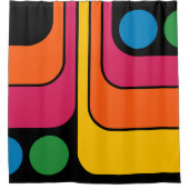 Mod 1970er Retro-Stil Geometrisches Design Duschvorhang (Vorderseite)