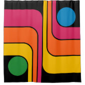 Mod 1970er Retro-Stil Geometrisches Design Duschvorhang (Vorderseite)