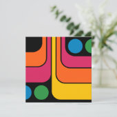 Mod 1970er Retro-Stil Geometrisches Design Einladung (Stehend Vorderseite)