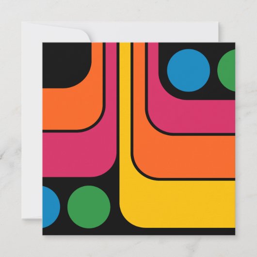 Mod 1970er Retro-Stil Geometrisches Design Einladung (Vorderseite)