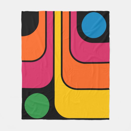 Mod 1970er Retro-Stil Geometrisches Design Fleecedecke (Vorderseite)