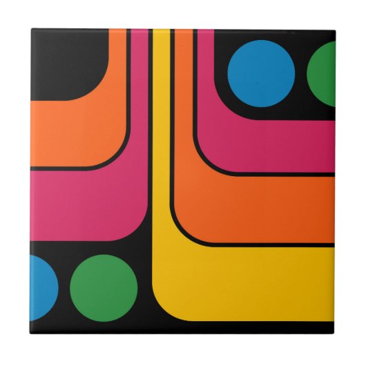 Mod 1970er Retro-Stil Geometrisches Design Fliese (Vorderseite)