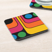 Mod 1970er Retro-Stil Geometrisches Design Getränkeuntersetzer (Linke Seite)