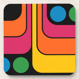 Mod 1970er Retro-Stil Geometrisches Design Getränkeuntersetzer