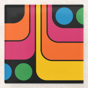 Mod 1970er Retro-Stil Geometrisches Design Glasuntersetzer