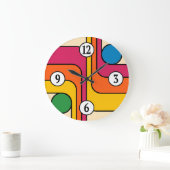 Mod 1970er Retro-Stil Geometrisches Design Große Wanduhr (Zuhause)