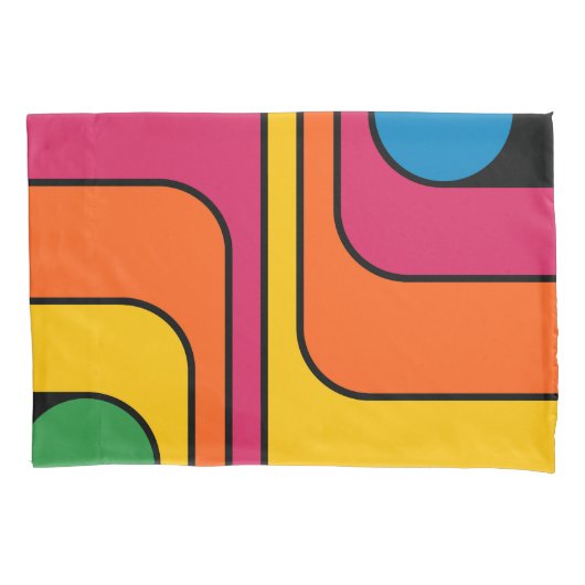Mod 1970er Retro-Stil Geometrisches Design Kissenbezug (Vorderseite-Links)