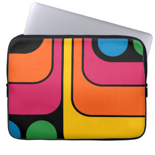 Mod 1970er Retro-Stil Geometrisches Design Laptopschutzhülle