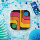 Mod 1970er Retro-Stil Geometrisches Design Pappteller (Party)