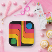 Mod 1970er Retro-Stil Geometrisches Design Pappteller (Party)