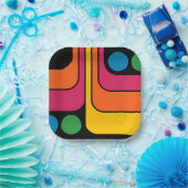 Mod 1970er Retro-Stil Geometrisches Design Pappteller (Party)
