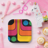Mod 1970er Retro-Stil Geometrisches Design Pappteller (Party)
