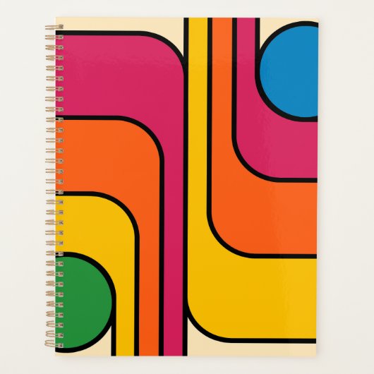 Mod 1970er Retro-Stil Geometrisches Design Planer (Vorderseite)