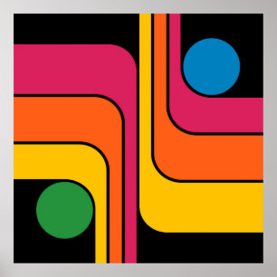Mod 1970er Retro-Stil Geometrisches Design Poster