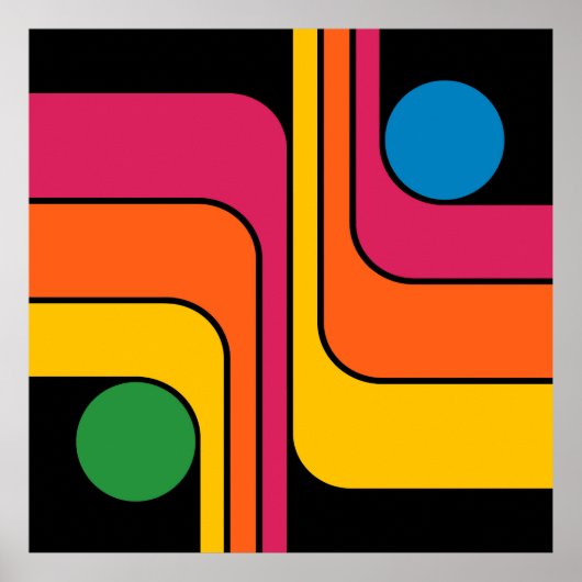 Mod 1970er Retro-Stil Geometrisches Design Poster (Vorne)