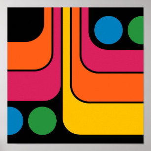 Mod 1970er Retro-Stil Geometrisches Design Poster