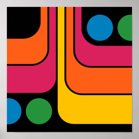 Mod 1970er Retro-Stil Geometrisches Design Poster (Vorne)