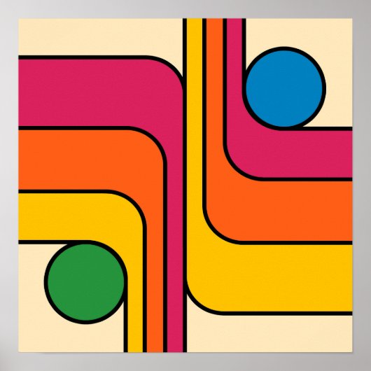 Mod 1970er Retro-Stil Geometrisches Design Poster (Vorne)