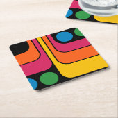Mod 1970er Retro-Stil Geometrisches Design Rechteckiger Pappuntersetzer (angewinkelt)