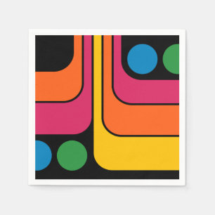 Mod 1970er Retro-Stil Geometrisches Design Serviette