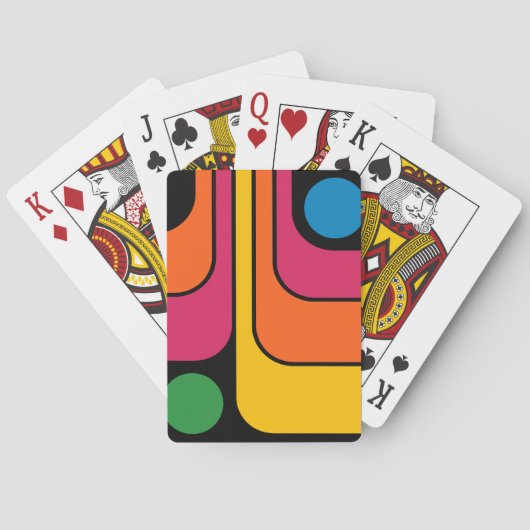 Mod 1970er Retro-Stil Geometrisches Design Spielkarten (Rückseite)