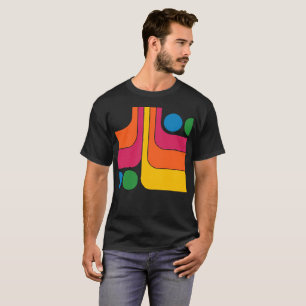Mod 1970er Retro-Stil Geometrisches Design T-Shirt