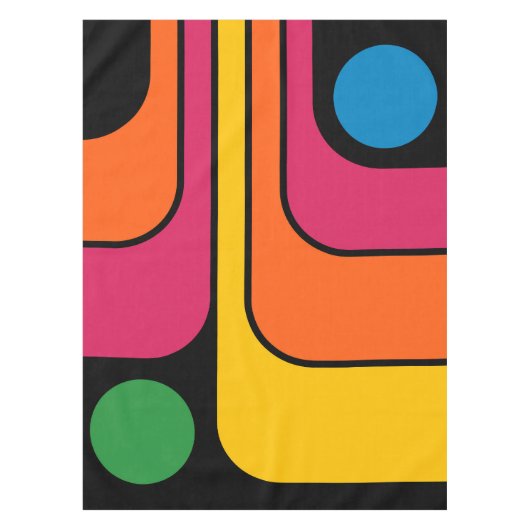 Mod 1970er Retro-Stil Geometrisches Design Tischdecke (Vorderseite)