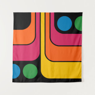 Mod 1970er Retro-Stil Geometrisches Design Wandteppich