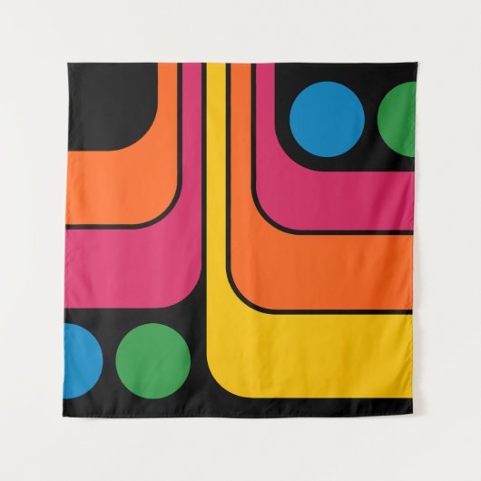 Mod 1970er Retro-Stil Geometrisches Design Wandteppich (Vorderseite)